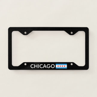 Chicago Flag Black License Plate Frame