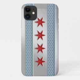 Chicago Flag Brushed Metal iPhone 11 Case