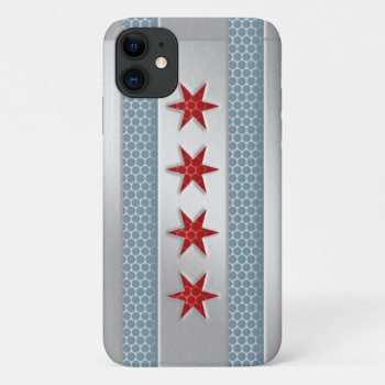 Chicago Flag Brushed Metal Iphone 11 Case by clonecire at Zazzle
