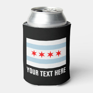 Chicago flag can coolers   Custom beer holder