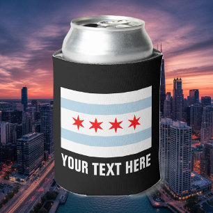 Chicago flag can coolers   Custom beer holder