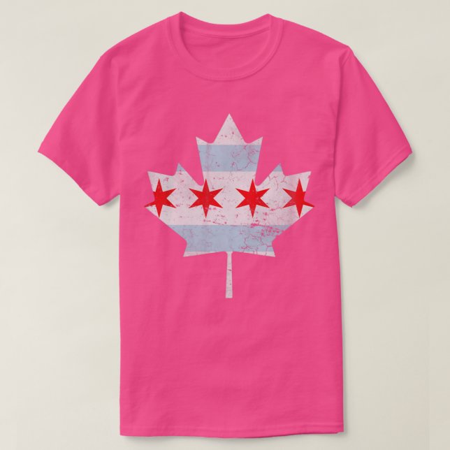 Chicago Flag Canadian Maple Leaf Canada T-Shirt (Design Front)