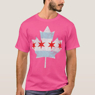 Chicago Flag Canadian Maple Leaf Canada T-Shirt