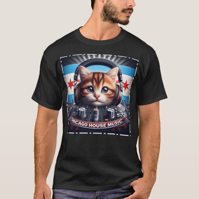 Chicago Flag  Cat House Music 002 T-Shirt (Front)