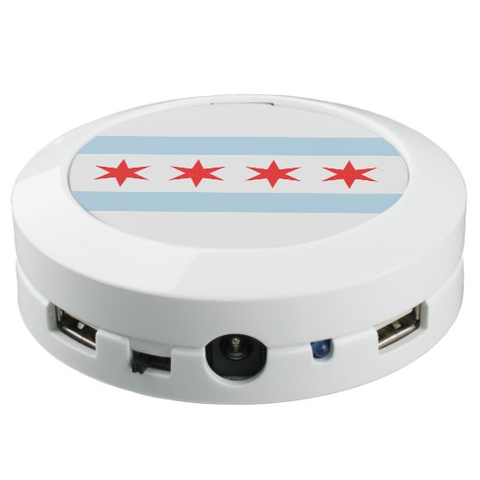 Chicago Flag Chi City USB Charging Station (Angled Back)