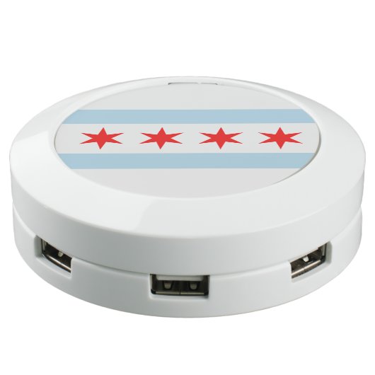 Chicago Flag Chi City USB Charging Station (Angled)