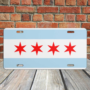 Chicago Flag & City, America, USA travel /Sports License Plate