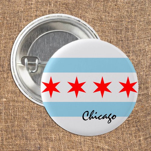 Chicago Flag City  Illinois State USA  sports Button