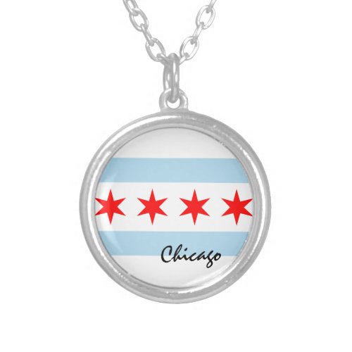 Chicago Flag City  Illinois State USA  sports Silver Plated Necklace