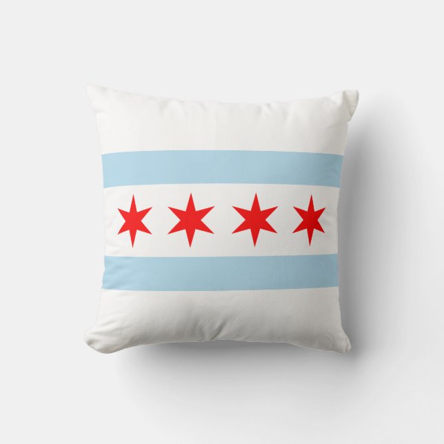 Chicago Flag City Souvenir Throw Pillow (Front)