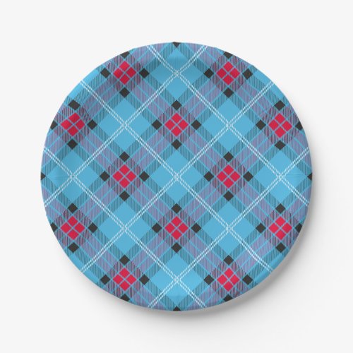 Chicago Flag Colors Blue Red White Plaid  Paper Plates