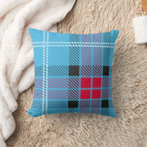 Chicago Flag Colors Blue Red White Plaid  Throw Pillow