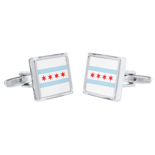Chicago Flag Cufflinks (Angled)