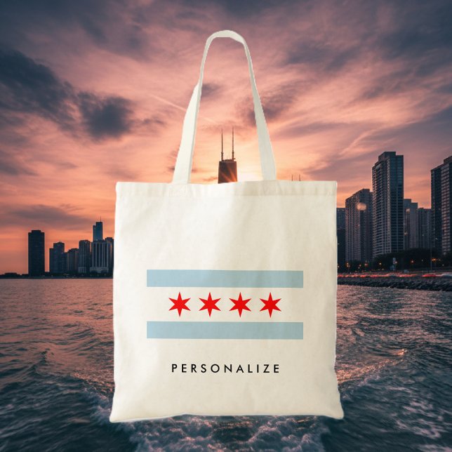 Chicago flag custom canvas tote bag (Chicago flag tote bag)