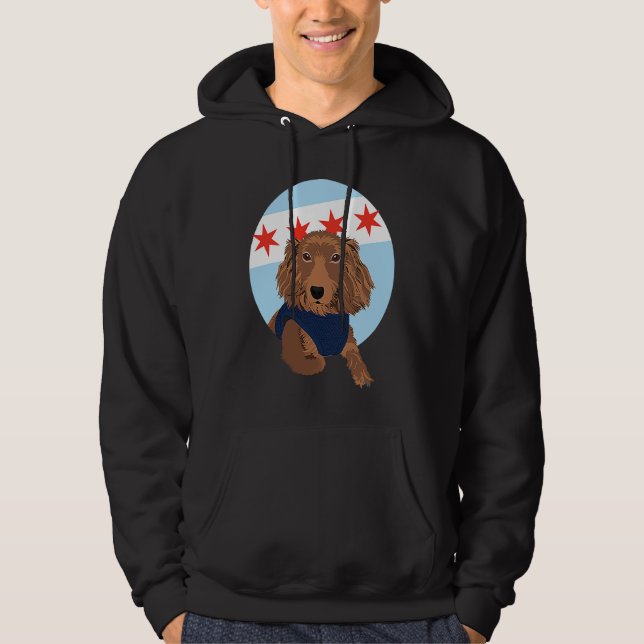 Chicago Flag Dachshund  1 Hoodie (Front)