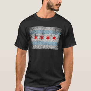 Chicago Flag Distressed Vintage Style Pride Men Wo T-Shirt