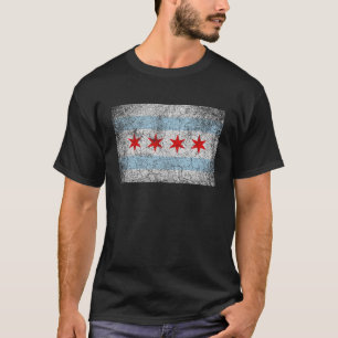 Chicago Flag Distressed Vintage Style Pride Men Wo T-Shirt