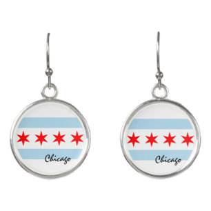 Chicago Flag Earrings, fashion USA, Chicago Earrings