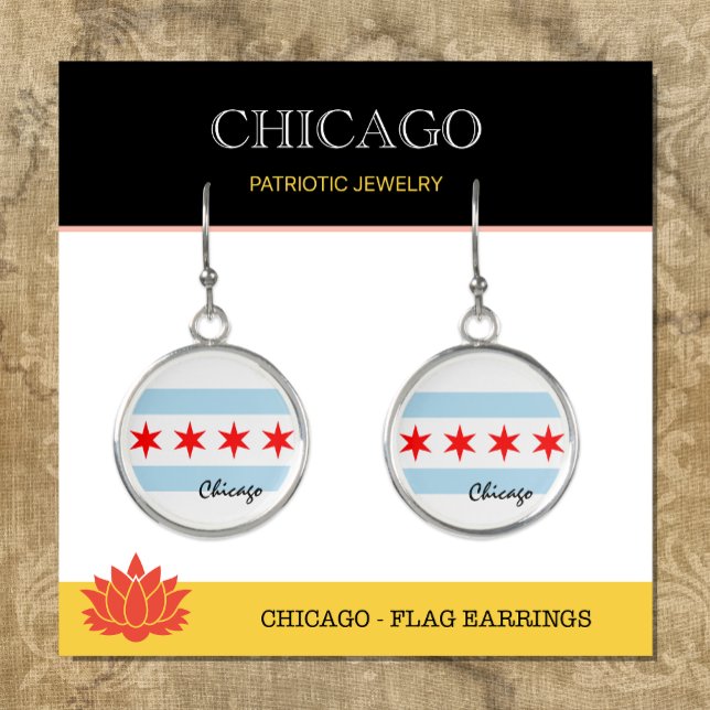 Chicago Flag Earrings, fashion USA, Chicago Earrings (Creator Uploaded)
