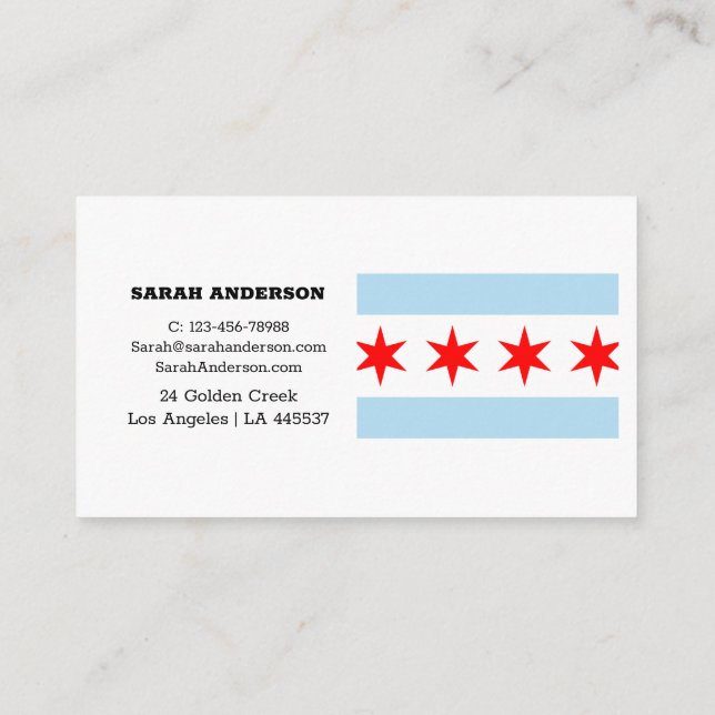 Chicago Flag Elegant Business Cards / USA (Back)