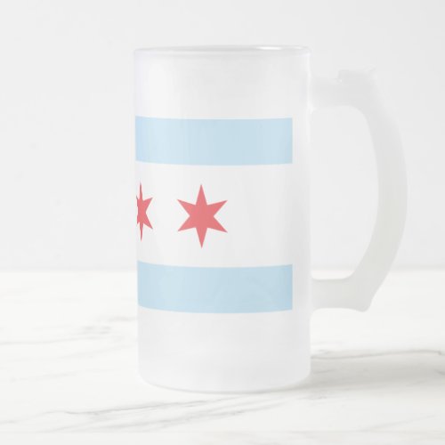 Chicago Flag Frosted Beer Mug