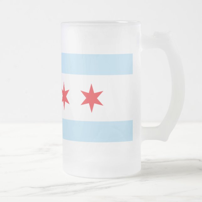 Chicago Flag Frosted Beer Mug (Right)