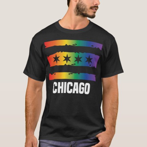 Chicago Flag Gay Pride LGBT Apparel  T_Shirt