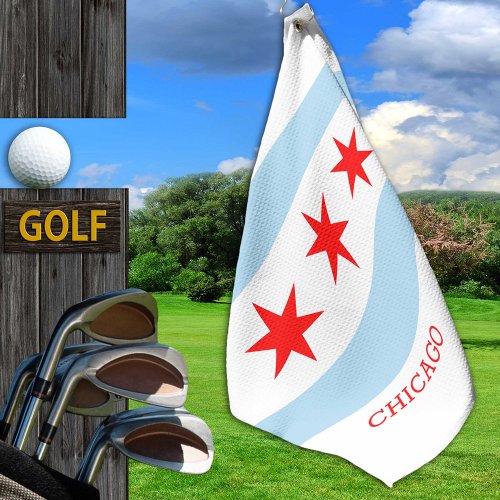 Chicago Flag Golf Towel  Illinois USA States