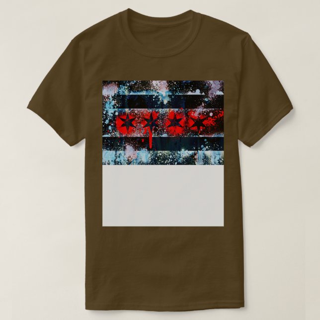 Chicago Flag Graffiti Spray Paint T-Shirt (Design Front)