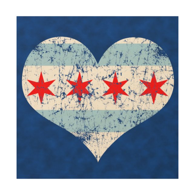 Chicago Flag Heart Wood Wall Decor (Front)