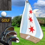 Chicago flag & Illinois monogrammed / golf towel<br><div class="desc">Sports/Golf Towel: Illinois & Chicago flag,  City with monogrammed "custom" name at the bottom - love my country,  travel,  holiday,  patriots / sports fans</div>