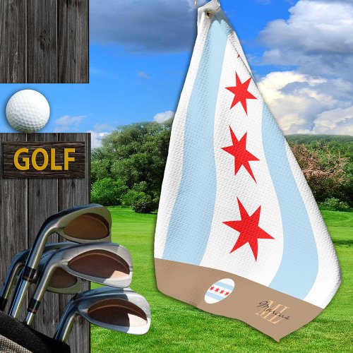 Chicago flag  Illinois monogrammed  golf towel