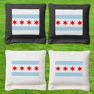 Chicago Flag & Illinois Tailgate, patriotic USA Cornhole Bags