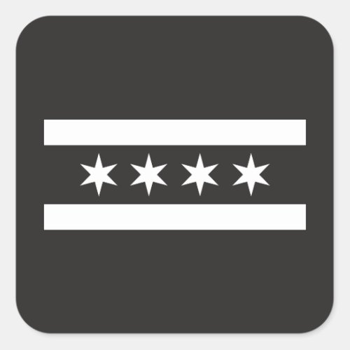 Chicago Flag in Black  White Square Sticker