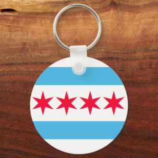 Chicago Flag Inspired Retro City Pride Design Keychain