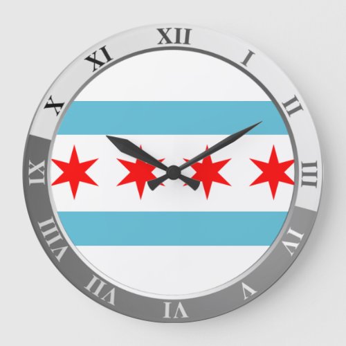 Chicago flag Large Clock