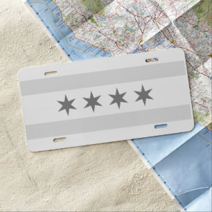 Chicago Flag Noir License Plate