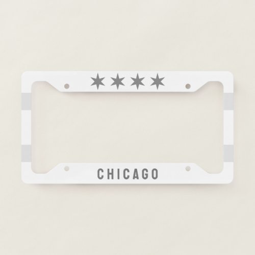 Chicago Flag Noir License Plate Frame