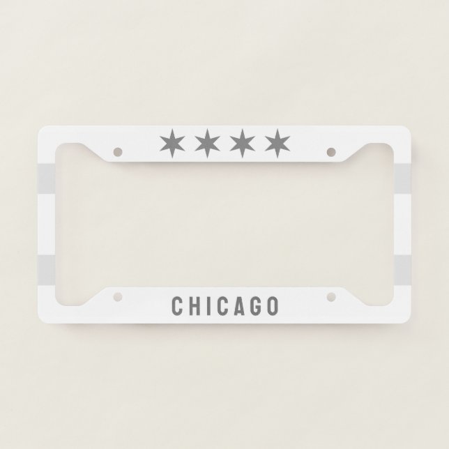 Chicago Flag Noir License Plate Frame (Front)