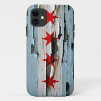 Chicago Flag Paint Peel iPhone 11 Case