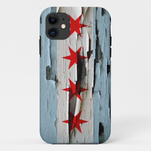 Chicago Flag Paint Peel iPhone 11 Case