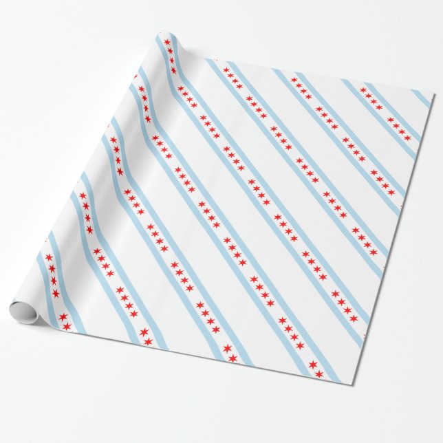 Chicago Flag Pattern Wrapping Paper (Unrolled)