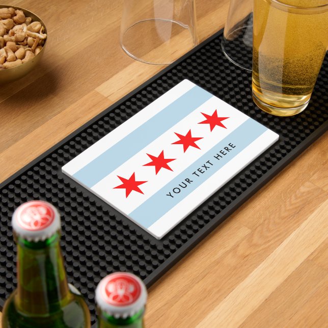Chicago flag personalized rubber bar mat design (Insitu (Bar 2))