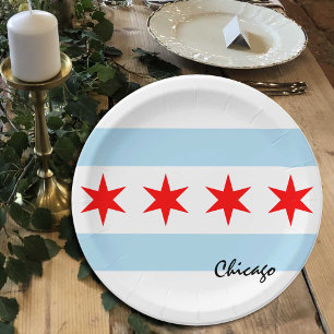 Chicago Flag plates, party, sports, Chicago Paper Plates