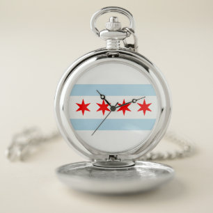 Chicago Flag Pocket Watch