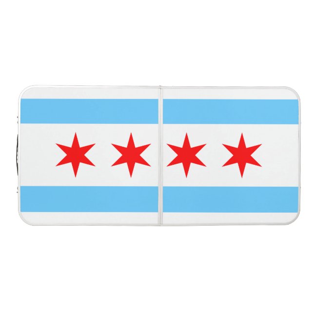 Chicago Flag Portable Pong Table (Top)