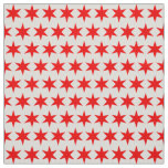 Chicago Flag Red 6-pointed Star Pattern Fabric
