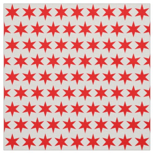 Chicago Flag Red 6_pointed Star Pattern Fabric