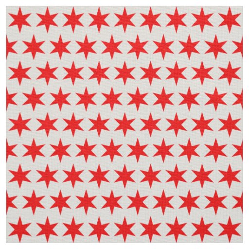 Chicago Flag Red 6-pointed Star Pattern Fabric