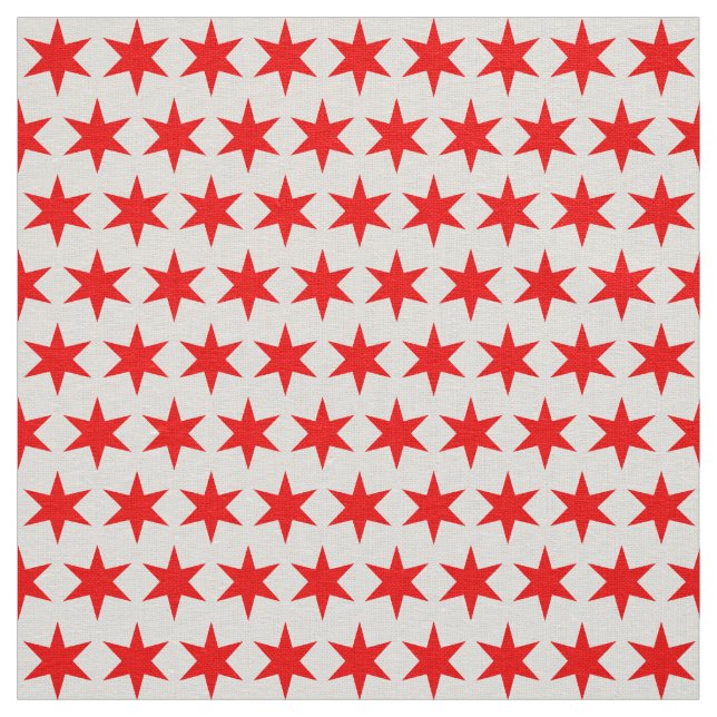 Chicago Flag Red 6-pointed Star Pattern Fabric (Swatch)
